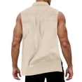 thumbnail image 5 of FRSASU Men's Linen Sleeveless Shirts Button Down Beach Tank Top Breathable Basic Solid Shirt Vest Beige, 5 of 7