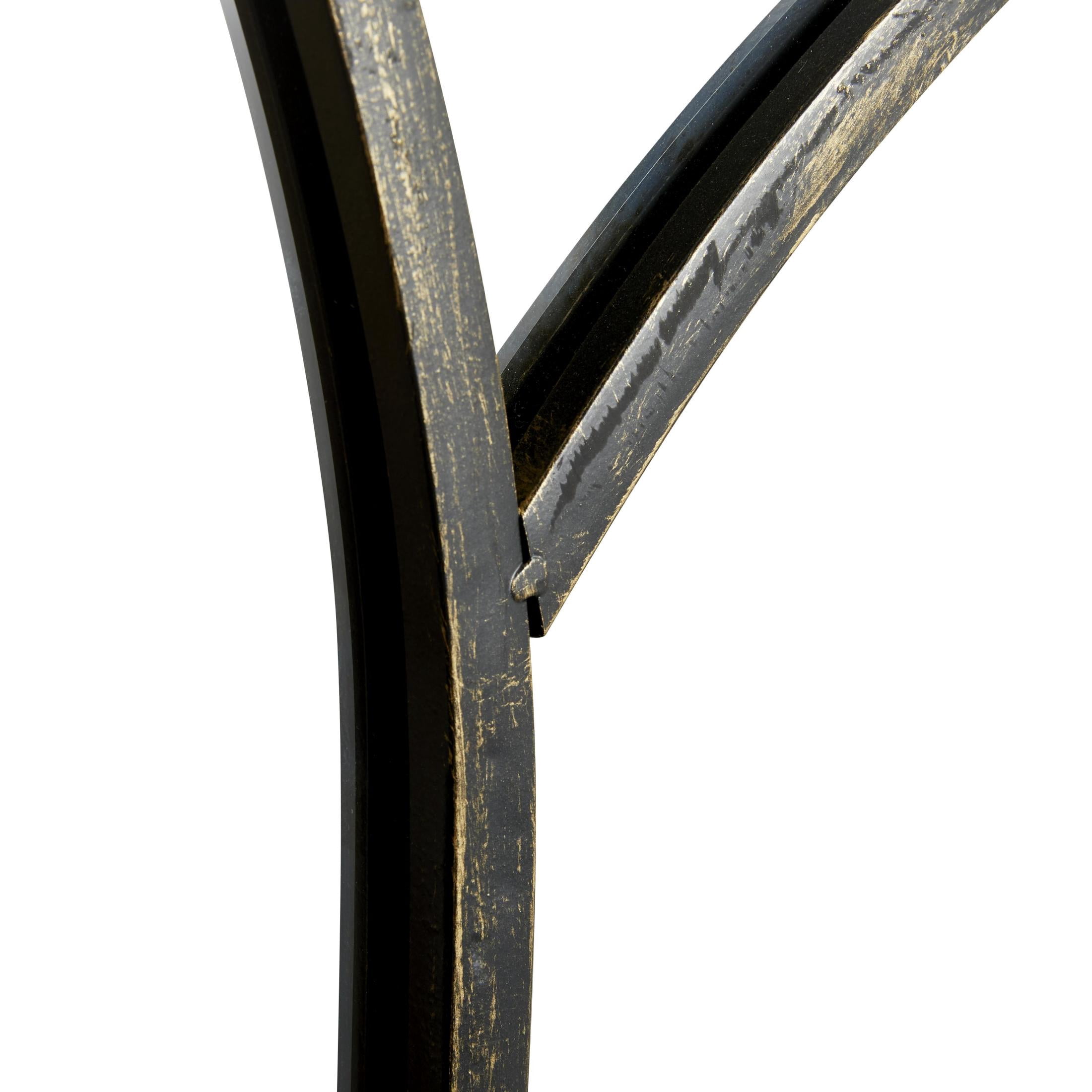 DecMode 30" x 48" Black Arched Window Pane Wall Mirror