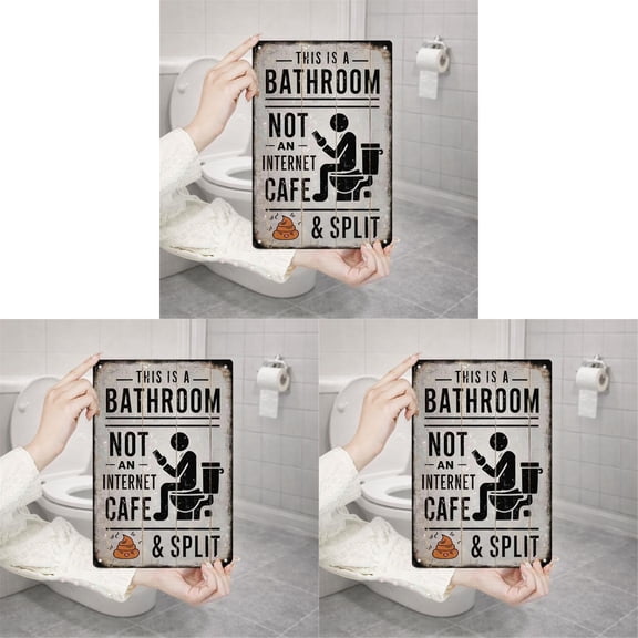 Zoowood Funny Bathroom Sign This Is A Bathroom Not An Internet Cafe Metal Tin Sign Wall Decor Art for Restroom Toilet Guest Bathroom