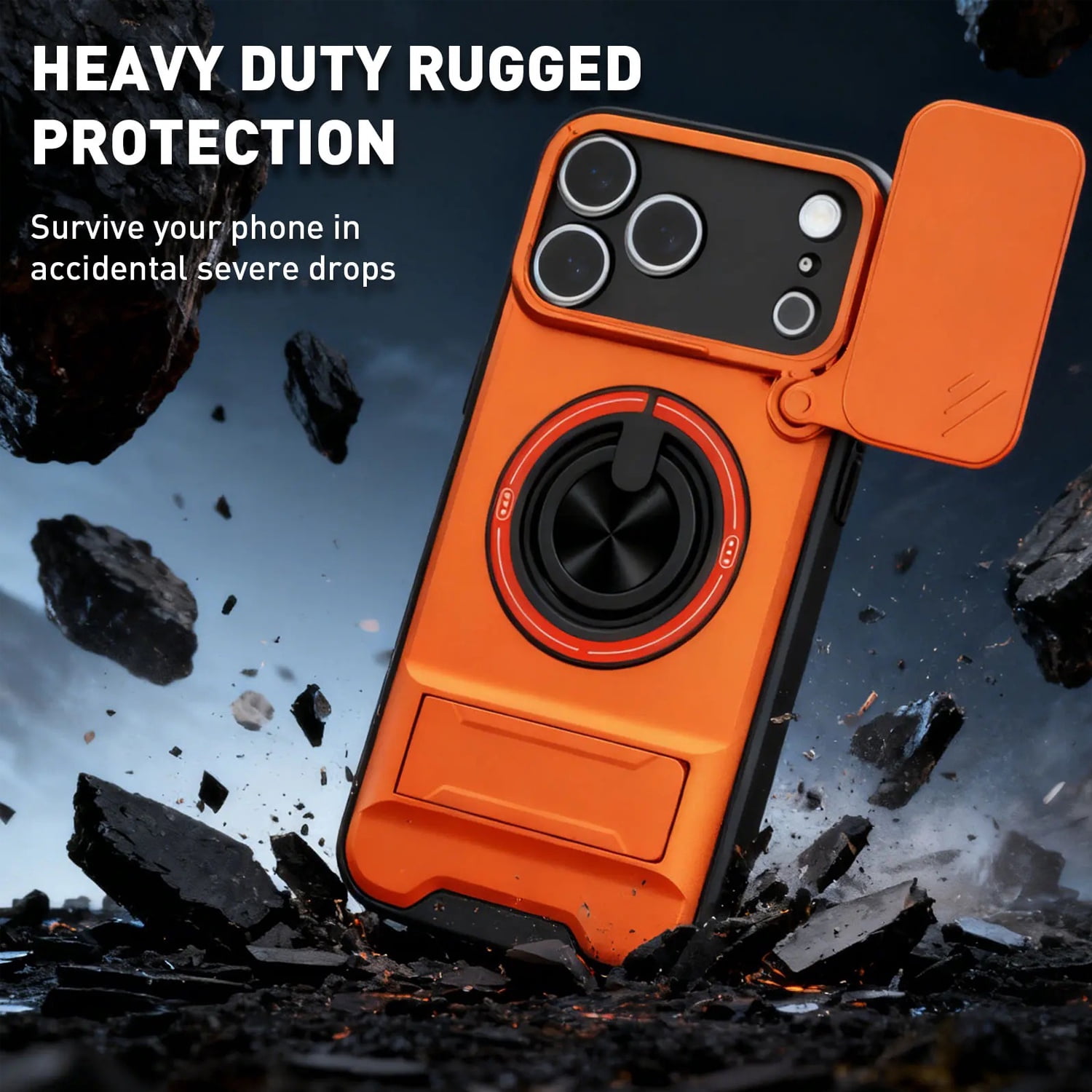 Heavy-Duty All-in-One Armor Case for iPhone 17 Pro - Orange