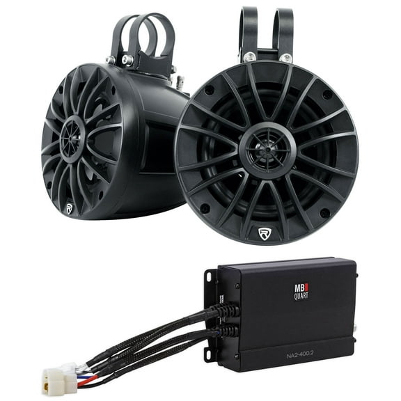 (2) Rockville UT525B UTV/ATV 5.25" Rollbar Speakers MB Quart 2-Channel Amplifier