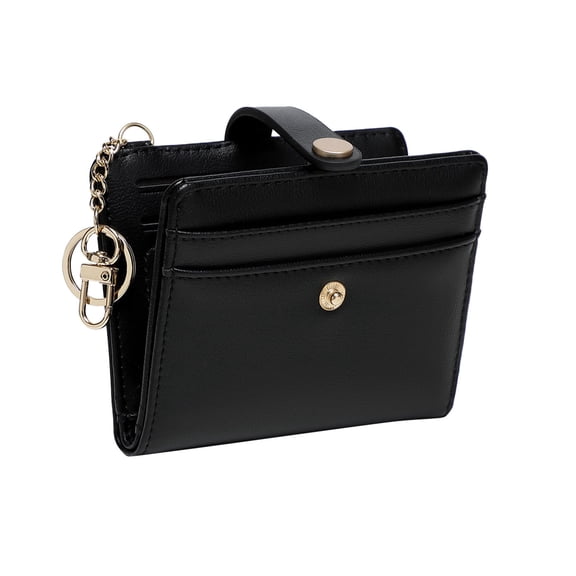 Wallet Women RFID Bifold Snap Closure Top Zipper Pocket Solid Color Slim Lightweight Casual Business Travel Daily Use