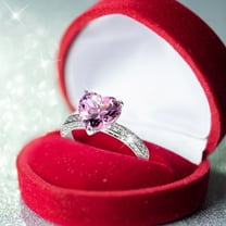 MANHUJI Trendy Jewelry Heart Diamond Ring Elegant Rhinestone Ring for Women Fashion Full Zircon Copper Rings for Women Size 6 10 Women Rings Spinelli Ring Trendy Jewelry(Pink,7)