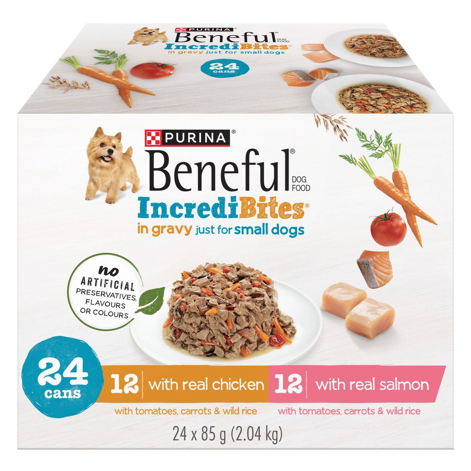 Beneful IncrediBites Poulet et Saumon en Sauce Emballage Assorti, Nourriture pour Chiens 24 x 85 g 5"x6.5"