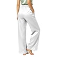 thumbnail image 5 of CHGBMOK Plus Size Satin Casual Pants for Women High Waisted Straight Leg Lounge Pants Drawstring Loose Trouser with Pockets, 5 of 9