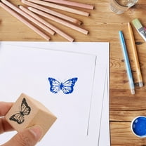 KALLORY Butterfly Stamps Wooden Rubber Stamp Khaki 4Pcs 1.49X1.30X1.30In