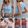thumbnail image 4 of Chaleco de punto Las mujeres de punto Crop Top sin mangas acanalado con cuello en V Pullover Chaleco Sexy Bodycon Cami Tank Tops 1 1, 4 of 5