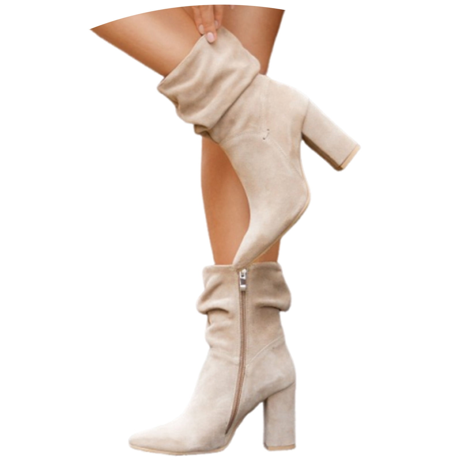 Ankle Boots Women's Suede Cowboy Boots Half Boots On Low Boots