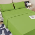 thumbnail image 3 of CZCPP-Simple Draps Simple, Draps Rafraîchissants en Microfibre Douce avec Sangles d'Angle, Ensemble de Literie de Luxe pour Hôtel à Poches Profondes Vert Calla, 3 of 4