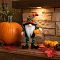 thumbnail image 5 of Halloween Faceless Gnome Doll, Striped Long-Leg Witch Hat with Broom Figurine, Spooky Tabletop Ornament for Home Party Home Shelf Mantel Decor, 5 of 6