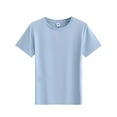 thumbnail image 4 of 50% Off Clear! Solid Color Versatile Short Sleeved Top For Men Loose And Comfortable Basic Style Short Sleeved Round Neck Top/shirt XL, Light Blue, 4 of 4