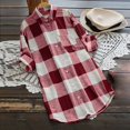 thumbnail image 2 of T-Shirt Joyeux Nouvel An pour Femmes Col Rond Imprimé à Carreaux Manches Longues Boutons Hauts Décontractés Blouse, 2 of 5