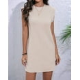 thumbnail image 4 of Women'S Summer Short T Shirt Dress Cap Sleeve Crew Neck Casual Loose Basic Mini Dresses Apricot M, 4 of 7