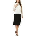 thumbnail image 2 of INSPIRE CHIC Women's Tie Neck Chiffon Long Sleeve Shirt L White, 2 of 7