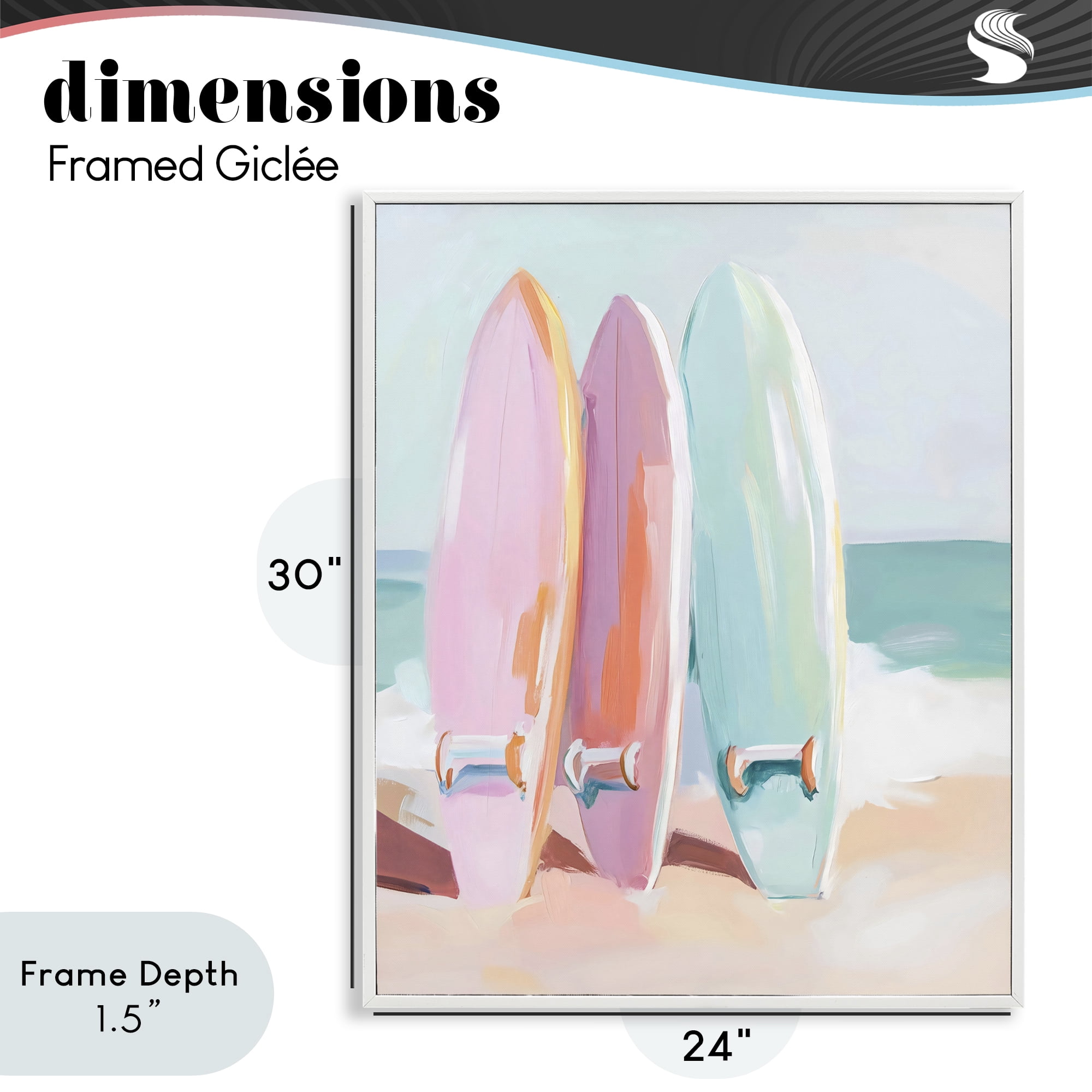 Stupell Industries Pastel Surfboards on Sandy Beach White Framed Giclee Art, design by The Prints Vibe