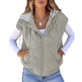 thumbnail image 5 of Women's Colorblock Sleeveless Drawstring Hooded Vest Jacket Gray XXL, 5 of 5