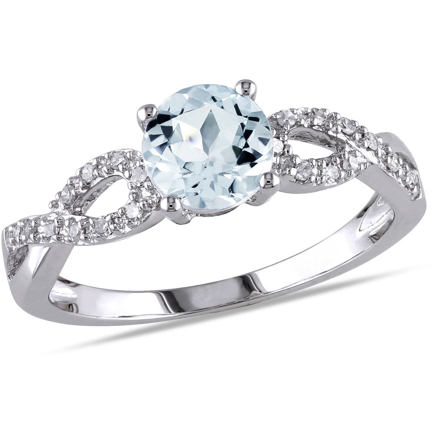 Tangelo 3 4 Carat T.G.W. Aquamarine and Diamond-Accent 10kt Gold Infinity Engagement Ring by Delmar Manufacturing LLC