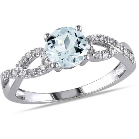 3/4 Carat T.G.W. Aquamarine and Diamond-Accent 10kt Gold Infinity Engagement (Best Engagement Ring Material)