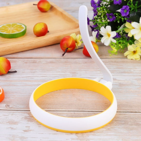 PENIKOKO 2Pcs Nonstick Silicone Egg Ring with Handle White Cooking Mold for Pancake Omelette