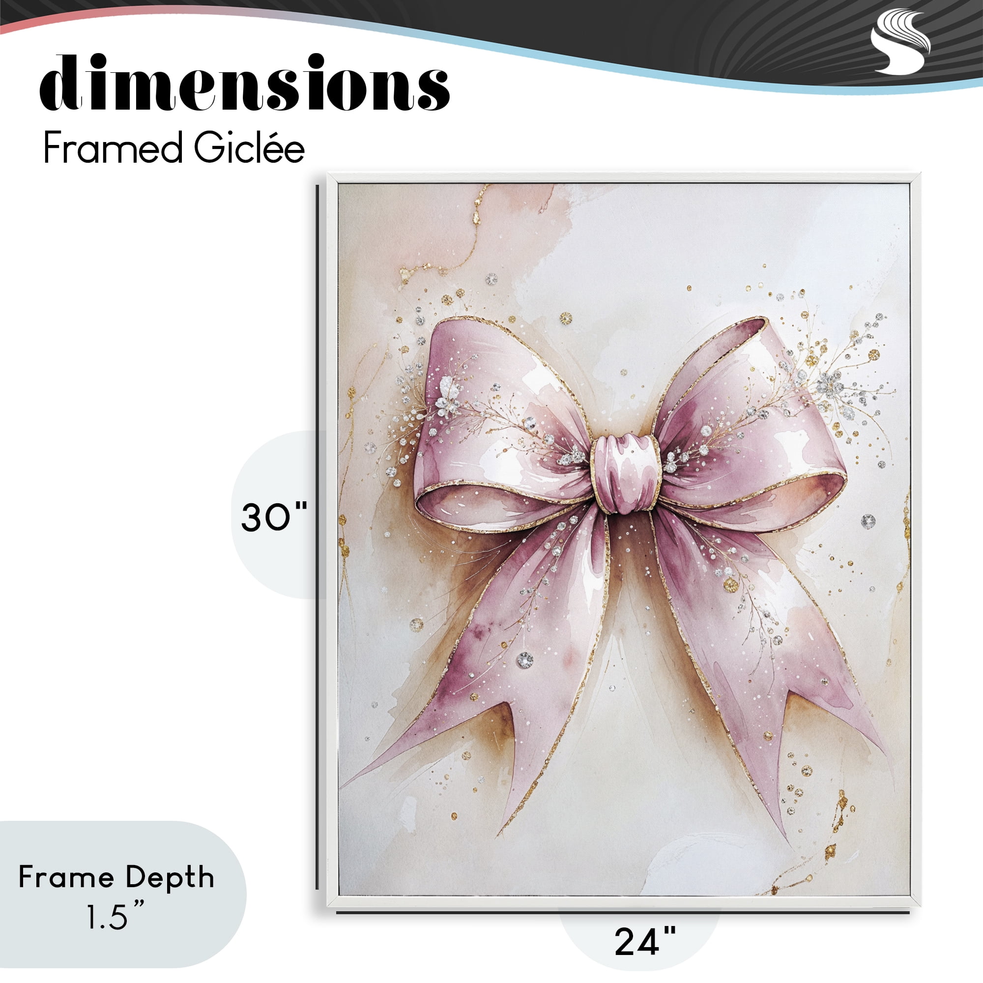 Stupell Industries Glamorous Blush Pink Bow White Framed Giclee Art, design by Nataly White