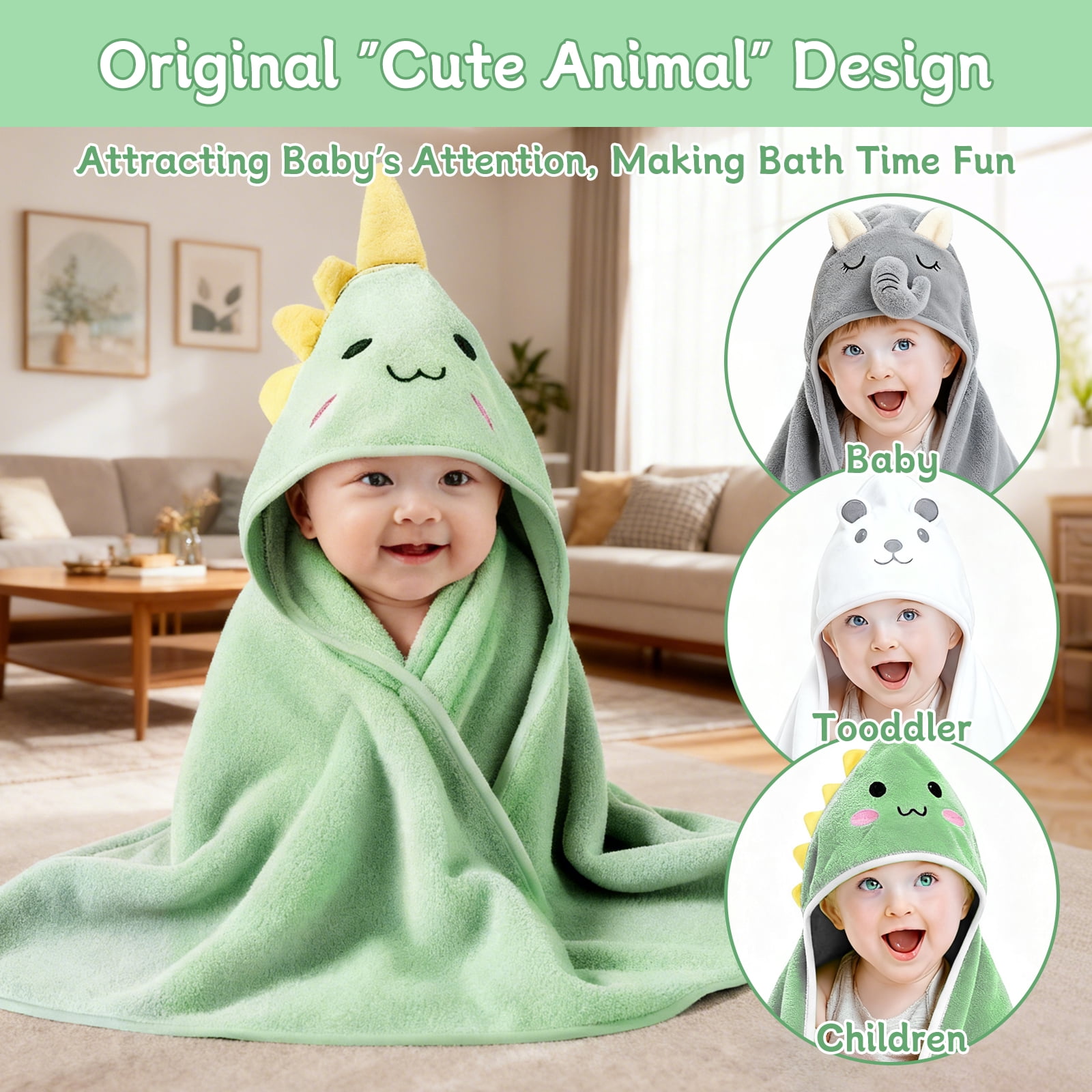 14 PCS Baby Towels, 3 PCS Soft Hooded Baby Towels & 11 PCS Washcloths, Baby Bath Towels for Newborns, Infants & Toddlers- Ultra Absorbent, Cute Baby Towel Gift for Boys