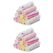 Spasilk Washcloth Wipes Set for Newborn Boys and Girls, Soft Terry Washcloth Set, Pack of 20, Pink Lines