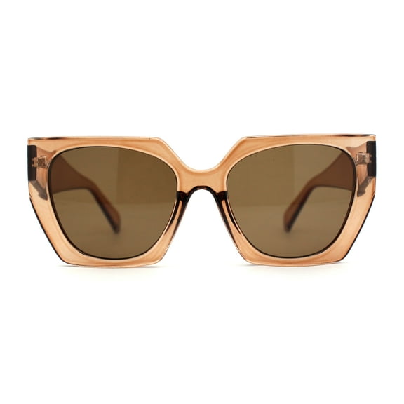 Womens Squared Butterfly Oversize Cat Eye Retro Sunglasses Beige Brown
