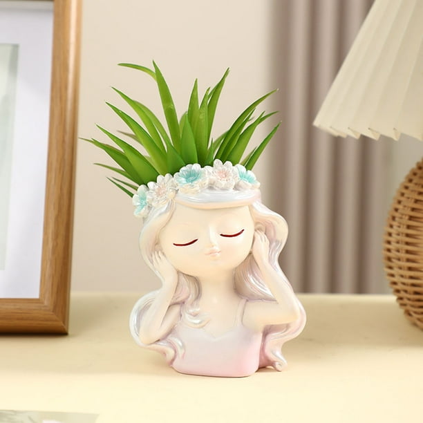 Figurina de chica para maceta decorativa para el hogar y la oficina - Maceta simulación de chica A