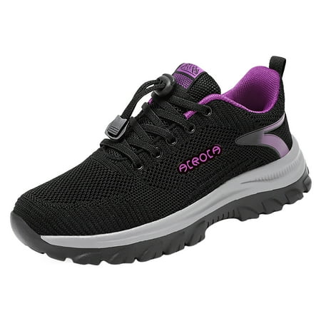 

XIAQUJ Flying Weaving Sneakers Women New Korean Fashion Round Head Casual Shoes Thick Bottom Running Shoes Sneakers for Women 2024 Black 8.5(41)