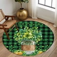 thumbnail image 2 of Large Round Rug 8Ft Washable Non-Slip, St. Patrick's Day Circle Area Rugs for Living Room Bedroom, Green Clovers Coin Buffalo Plaid Indoor Floor Mats Carpet Runner for Home Decor, 2 of 8