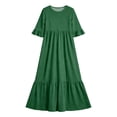 thumbnail image 5 of Auroural Girls Long Dresses Girls Summer Casual Dress with Ruffles Short Sleeve Round-Neck Dress for 4-14Y, 5 of 8