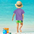 thumbnail image 4 of FORMRS Boys Rash Guard Short Sleeves Swim Shirt Quick Dry UPF 50+ Sun Protection, Sizes 3-12T, Halloween Ghosts Purple, 4 of 6