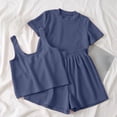 thumbnail image 2 of WRKEKC Pajamas for Women Set Seamless Ribbed Tank and Soft Jersey Shorts Pajamas Loungewear Sleep Set Home Wear, 2 of 7
