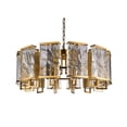 thumbnail image 2 of Bethel A BRASS FRAME CHANDELIER WITH CLEAR DISTORTED CRYSTAL PLAQUES, 2 of 3