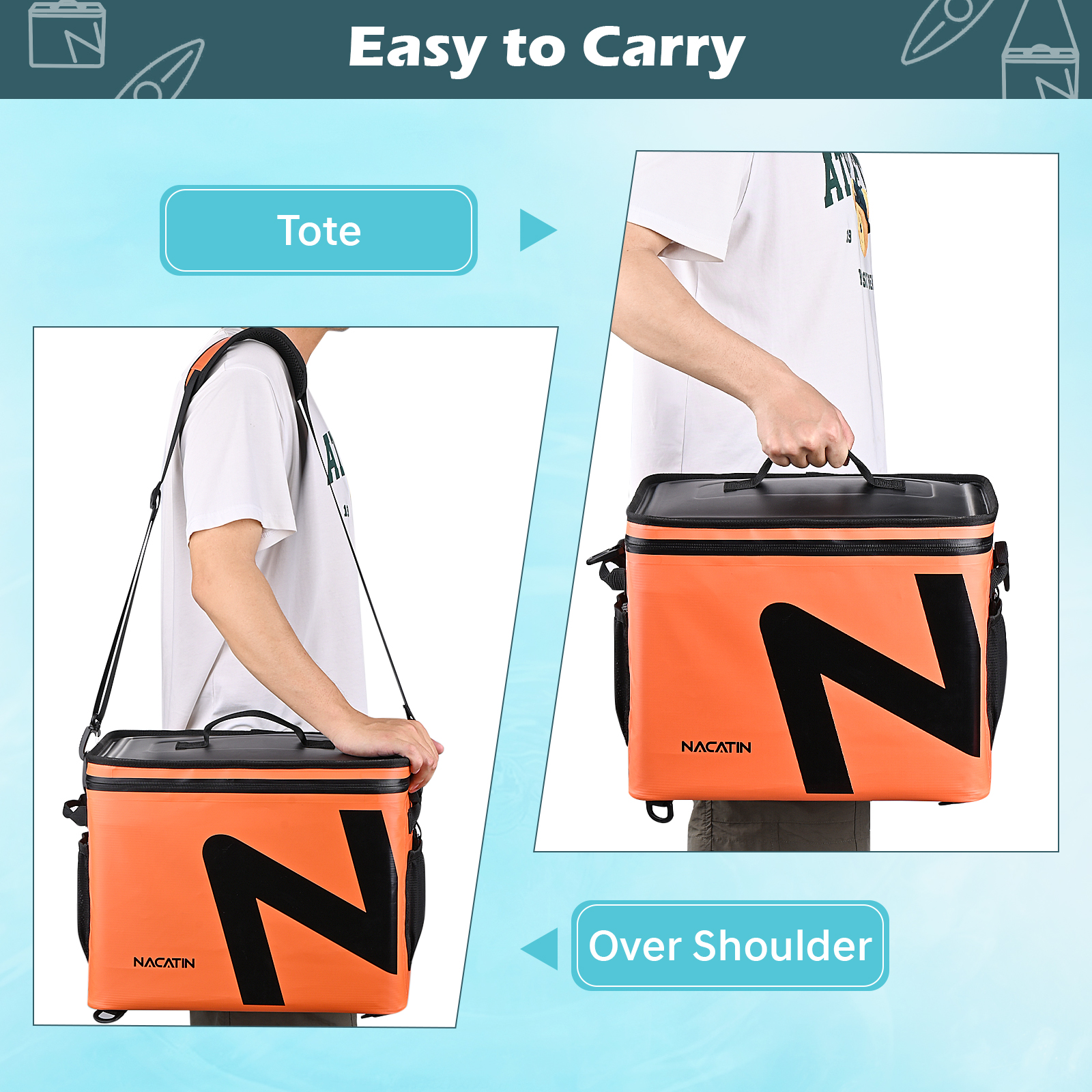 Paddle Board Cooler Bag 48 Can Waterproof SUP Camping Cooler Portable for Kayak Accessories