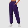 thumbnail image 2 of Bibifish Women's Pants Fleece Lined Cargo Sweatpants Elastic Waist Soft Cozy Fall Winter Loose Fit Loungewear Pants With Side Pocket, 2 of 4