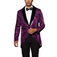 thumbnail image 1 of Tuxedo de lentejuelas INSPIRE CHIC para hombres con solapa de chal brillante, chaqueta de fiesta de boda 2XL púrpura, 1 of 5