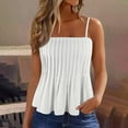 thumbnail image 2 of qolati Womens Tank Tops Summer Sleeveless Loose Fit Square Neck Camisole Shirts Casual Spaghetti Straps Pleated Flowy Beach Blouse, 2 of 6