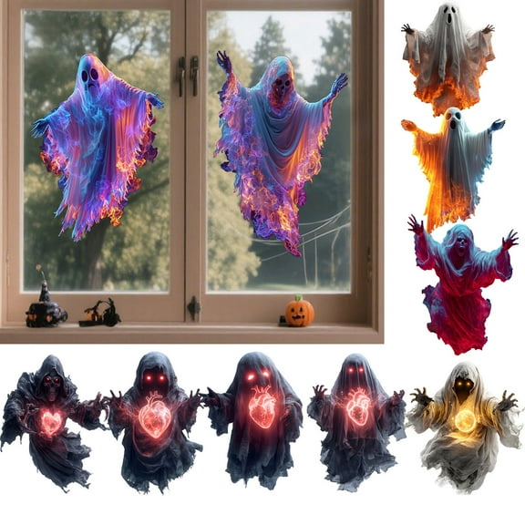 Suncoda Large Halloween Window Clings Stickers, Halloween Window Decorations - Halloween Ghost Window Stickers Halloween Decorative for Gothic Window, Wall, Room, Closet