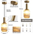 thumbnail image 2 of KCO Lighting Amber Glass Ceiling Light Vintage Striped Glass Pendant Light Gold Mini Kitchen Island Hanging Lamp, 2 of 7