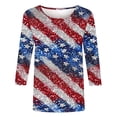 thumbnail image 4 of Womens Independence Day T Shirts Vintage Printed Tees The Statue of Liberty Graphic T-Shirts Scooped Neck 3/4 Sleeve Tops Causal Retro American Flag Tunic Blouses Workout Going Out Clothes, 4 of 5