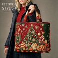 thumbnail image 3 of Christmas Quilted Tote Bag for Women, Large Reusable Shopping Bag, Holiday Print Shoulder Handbag, Grocery Travel Gift Tote Purse, 3 of 6