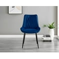 thumbnail image 3 of Furniturebox UK Pesaro Modern Adult Navy Velvet Dining Side Chairs, Set of 2 (Black Legs), 3 of 6