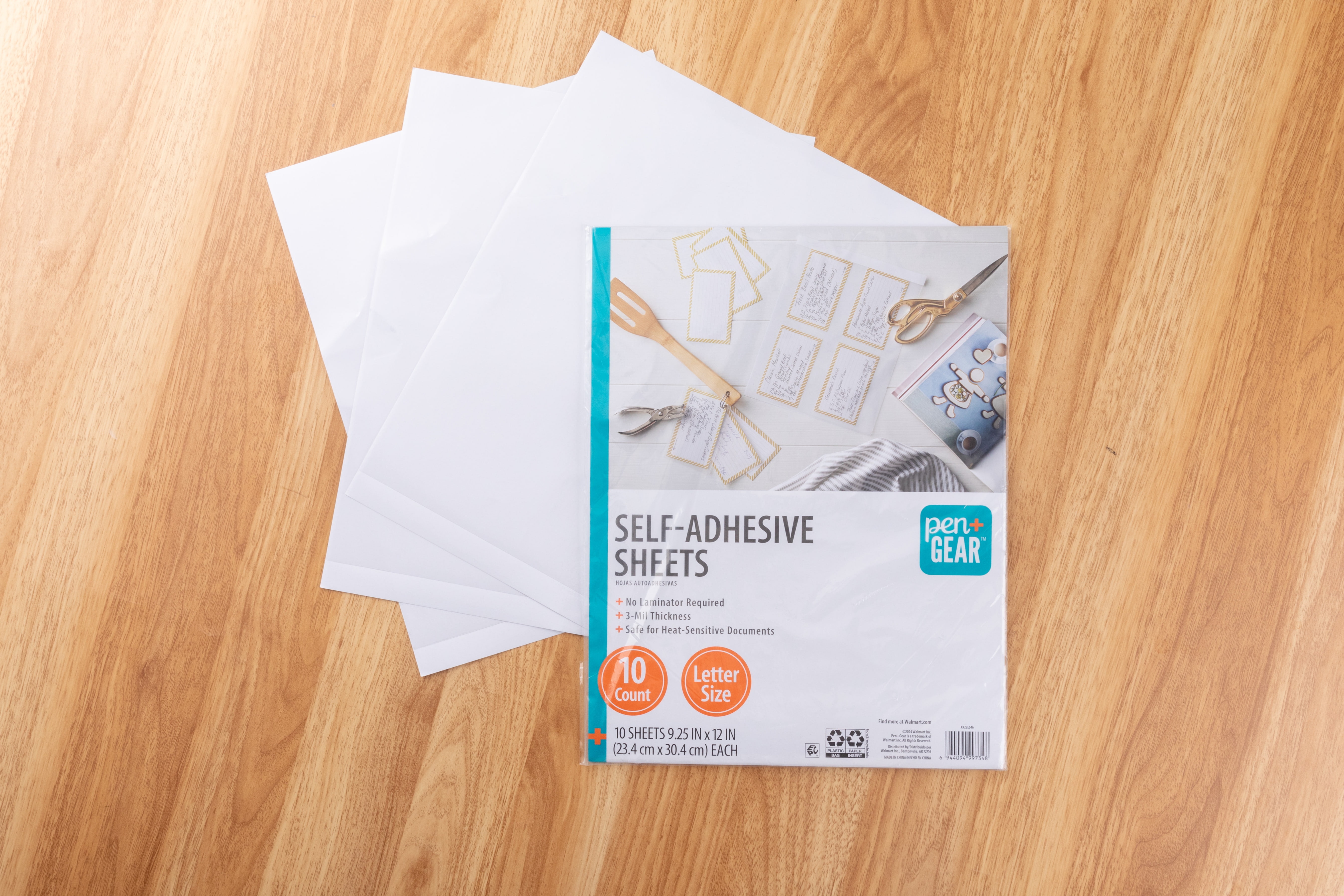 Pen+Gear Self-Adhesive  Sheets, 9.25" x 12", Letter Size, Clear, 10 Sheets
