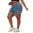 thumbnail image 5 of MODA NOVA Juniors' Plus Size Denim Shorts Raw Hem Casual Shorts 3X Vintage Blue, 5 of 7