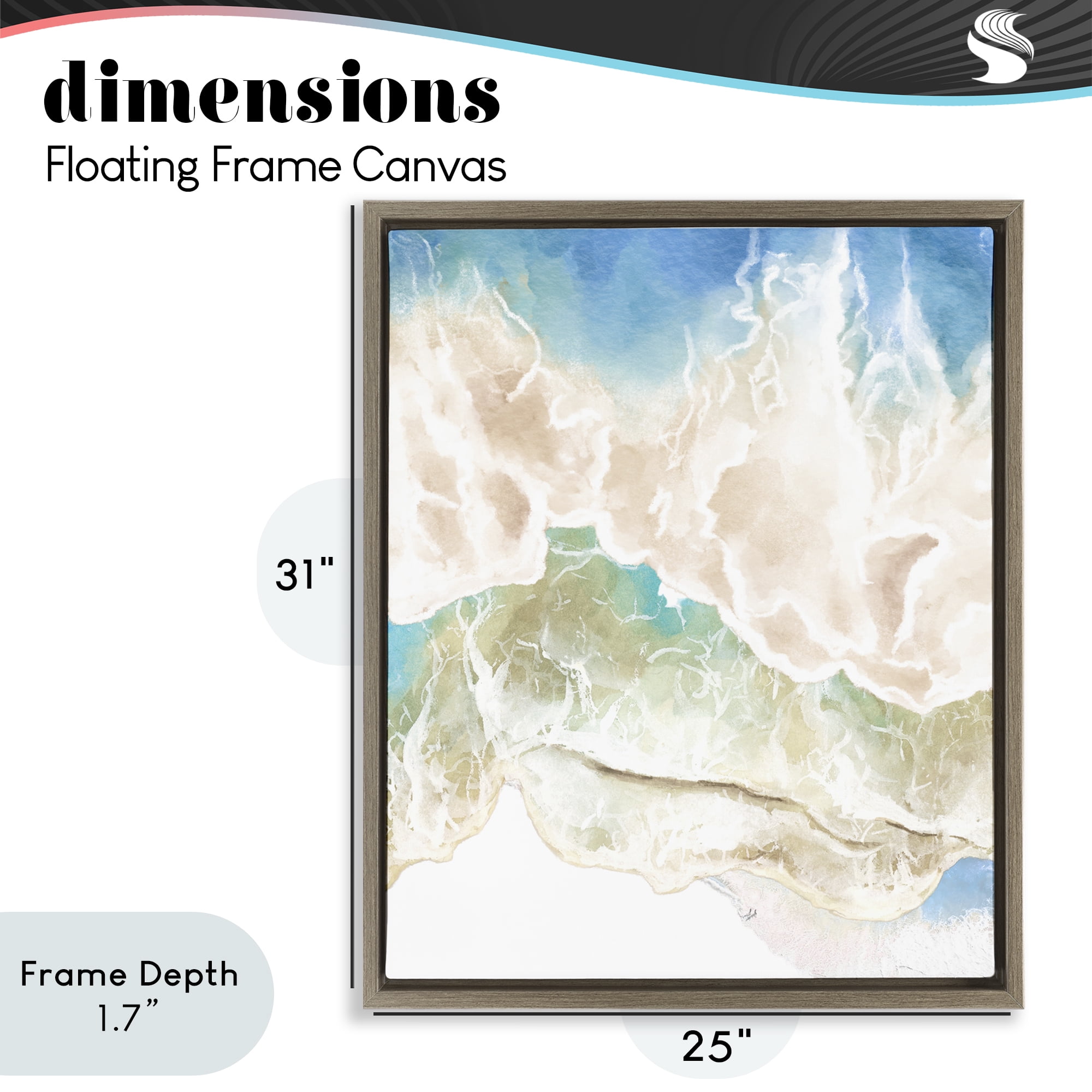 Stupell Industries Washed Away Tide Abstract Brown Framed Floater Canvas Wall Art, design by Jesse Keith