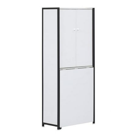 58.25 in. Tall Multipurpose Armoire with Folding Top for Craft, Sewing & Office or Home, Charcoal & White