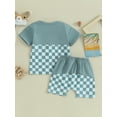 thumbnail image 4 of Suealasg 2Pcs Toddler Boys Summer Shorts Set Baby Boys Clothes Set Short Sleeve Checkerboard Print Tops and Drawstring Shorts Sets, 4 of 9