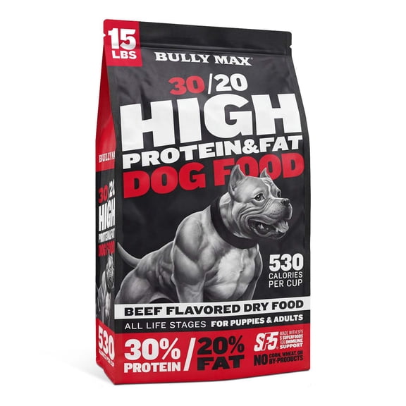 Bully Max 30/20 High Protein Beef Flavor Dog Food, 15 lb. Bag