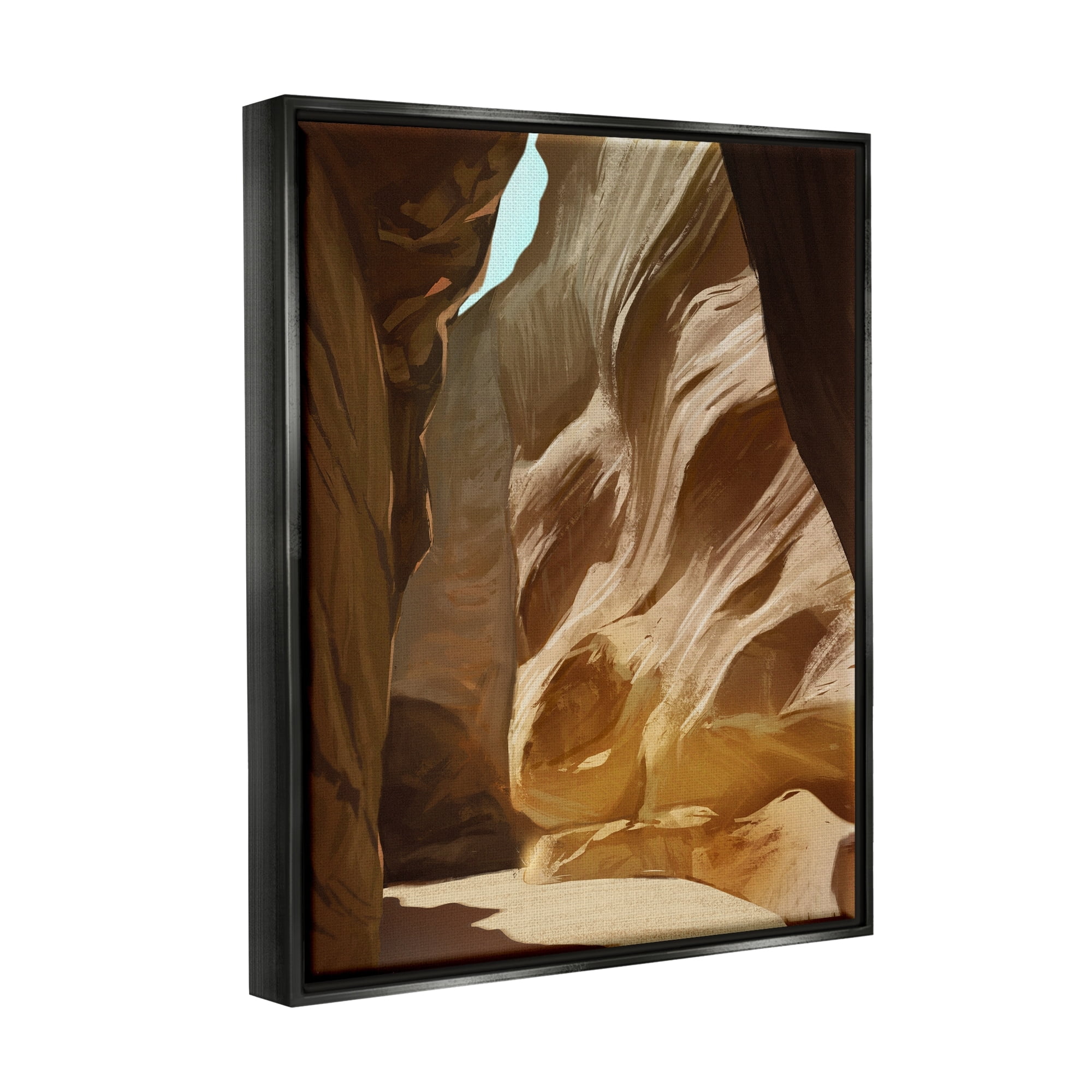 Stupell Industries Sandy Desert Cliffs Peaceful Arid Canyon Landscape Painting Jet Black Floating Framed Canvas Print Wall Art, Design by Ziwei Li